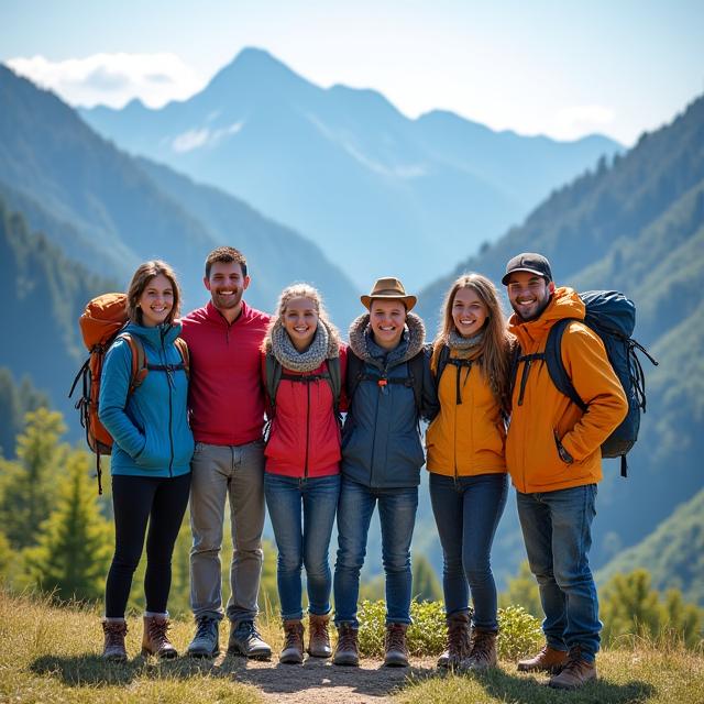 Groupe d'aventuriers dans les montagnes d'Annecy